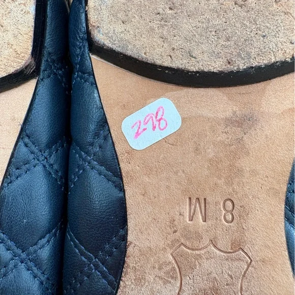 Delman Quilted Leather Ballet Flats in Navy Blue cap toe - Picture 9 of 12